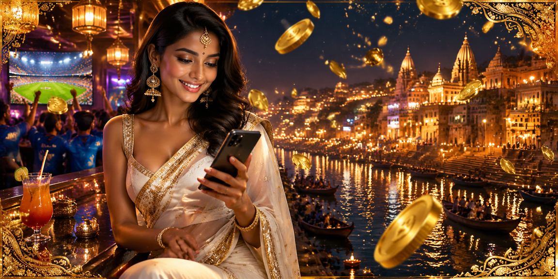Mobile gambler using casino apps near Varanasi Ghat